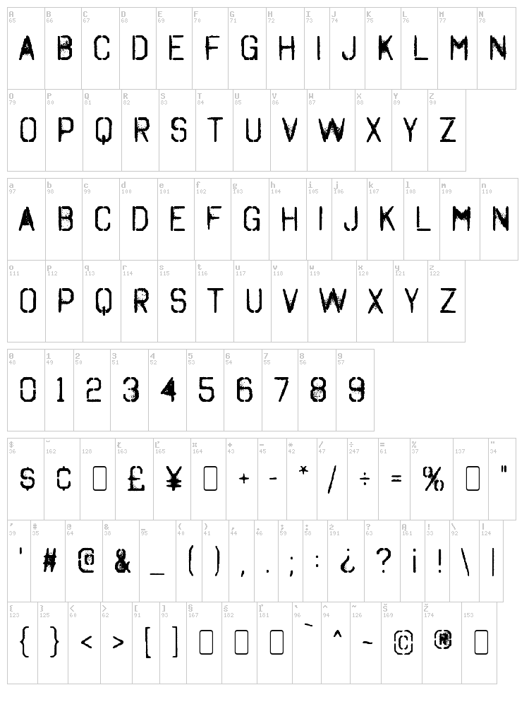 Octin Spraypaint Free font map